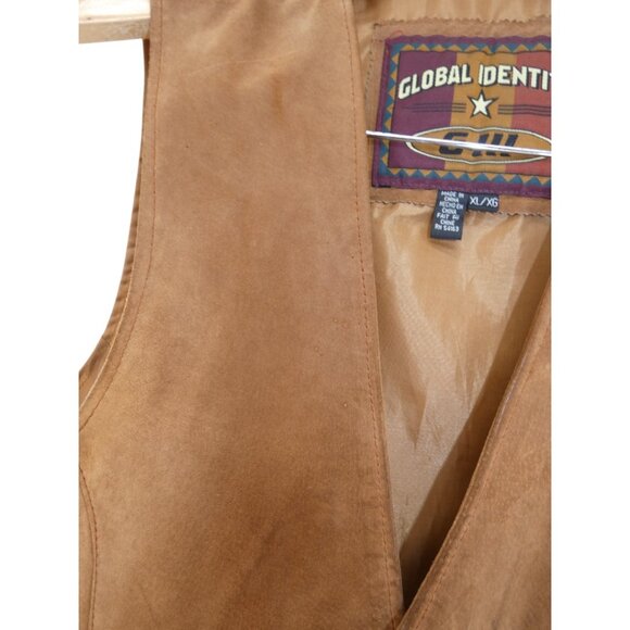 Global Identity G III Men's Thrashed Rugged Western Leather Suede Cowboy XL Vest - Picture 4 of 14